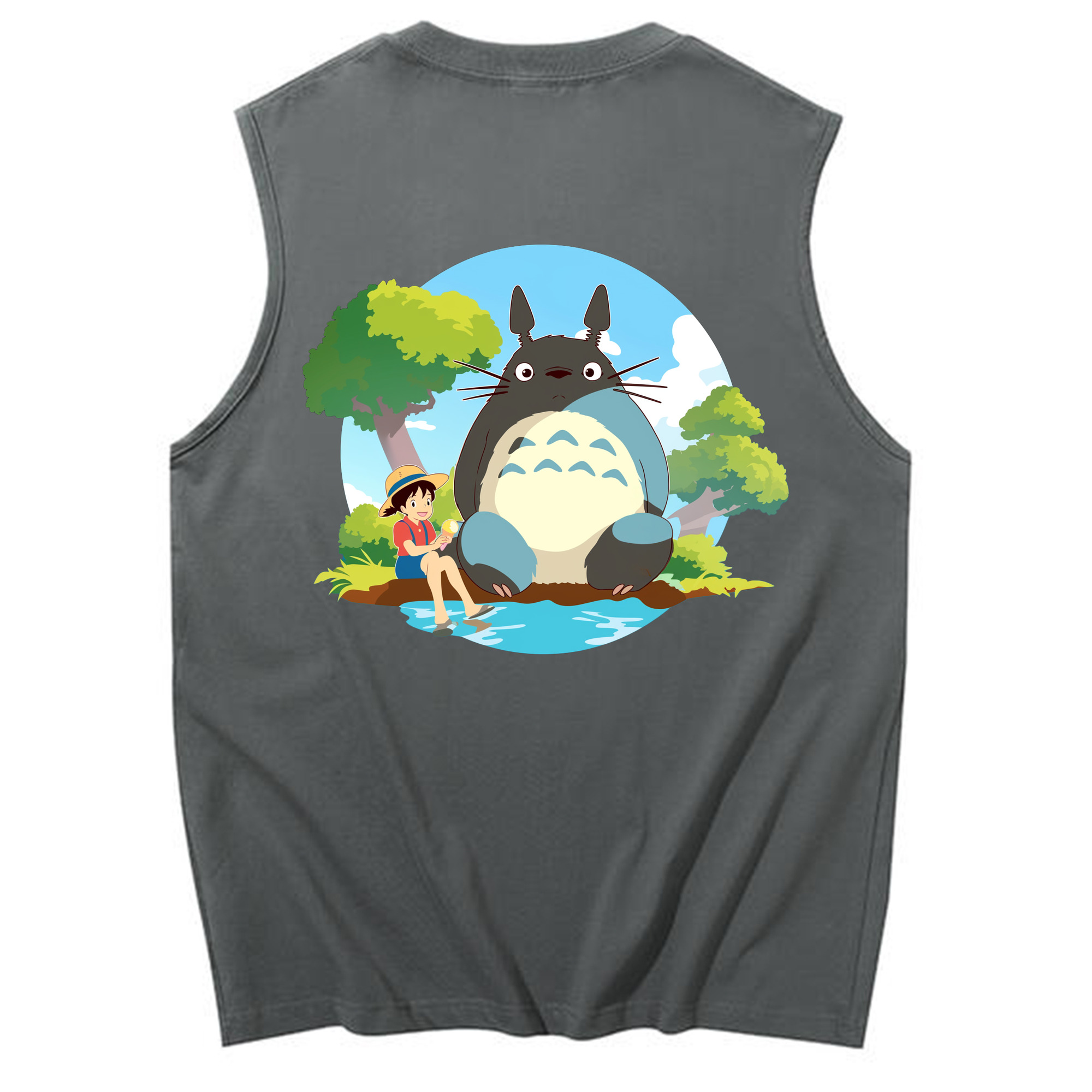 （画像用） となりのトトロ 草壁メイ 草壁サツキ My Neighbor Totoro Satsuki Kusakabe Mei Kusakabe コットン100％タンクトップ（背面プリント）